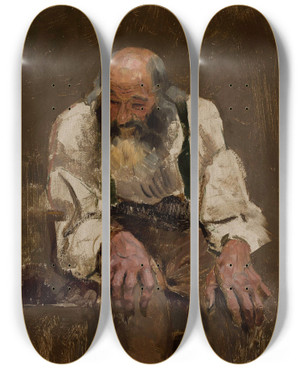 Triptych art skateboard deck of Feliks Cichocki Jew by Feliks Cichocki (1861-1921)