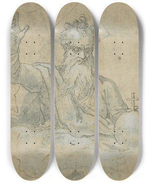 Triptych art skateboard deck of Federico Zuccaro God The Father by Federico Zuccaro (1542-1609)