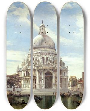 Triptych art skateboard deck of Edward William Cooke Santa Maria Della Salute Venice by Edward William Cooke (1811-1880) Triptych art skateboard deck of Edward William Cooke Santa Maria Della Salute Venice by Edward William Cooke (1811-1880)