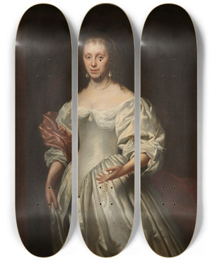 Triptych art skateboard deck of Cornelis Jonson Van Ceulen Portrait Of Cornelia Craen Van Haeften by Cornelis Johnson Van Ceulen (1593-1661)