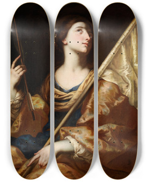 Triptych art skateboard deck of Bernardo Cavallino Saint Ursula by Bernardo Cavallino (1616-1656)