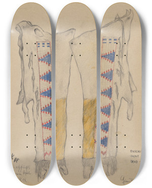 Triptych art skateboard deck of George B Wally Leggings by George B Wally