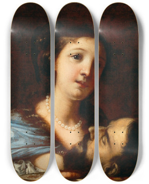 Triptych art skateboard deck of Francesco Rosa Salome With The Head Of Saint John The Baptist by Francesco Rosa (1638-1687)