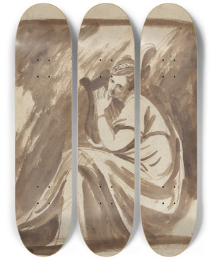 Triptych art skateboard deck of George Romney Lady Hamilton Playing A Lyre by George Romney (1734-1802) Triptych art skateboard deck of George Romney Lady Hamilton Playing A Lyre by George Romney (1734-1802)