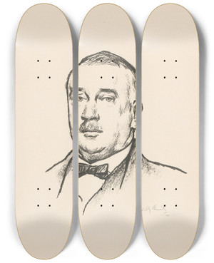 Triptych art skateboard deck of Willy Sluiter Portret Van Eltjo Aldegondus Van Beresteyn by Willy Sluiter