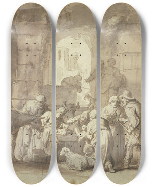 Triptych art skateboard deck of Claes Cornelisz Moeyaert Adoration Of The Shepherds by Claes Cornelisz Moeyaert (1592-1655) Triptych art skateboard deck of Claes Cornelisz Moeyaert Adoration Of The Shepherds by Claes Cornelisz Moeyaert (1592-1655)