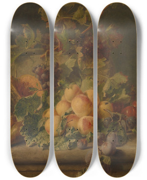 Triptych art skateboard deck of Adriana Johanna Haanen Vruchten by Adriana Johanna Haanen (1814-1895)