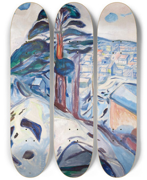 Triptych art skateboard deck of Edvard Munch Winter In Krager by Edvard Munch (1863-1944) Triptych art skateboard deck of Edvard Munch Winter In Krager by Edvard Munch (1863-1944)