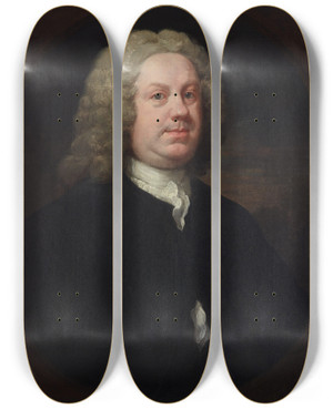 Triptych art skateboard deck of William Hogarth Dr Benjamin Hoadly Md by William Hogarth (1697-1764)