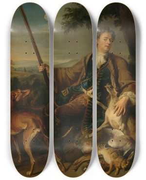 Triptych art skateboard deck of Manner Of Alexandrefranois Desportes Self Portrait As A Hunter by Manner Of Alexandre-Franois Desportes (1661-1743)