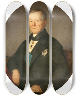 Triptych art skateboard deck of Uno Troili Olof Fhrus Govenor by Uno Troili (1815-1875)