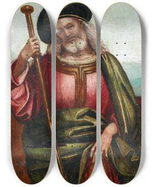 Triptych art skateboard deck of Luca Signorelli Saint Roch by Luca Signorelli (1470-1523)