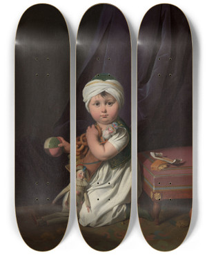 Triptych art skateboard deck of Louis Lopold Boilly Portrait Of A Boy by Louis Leopold Boilly (1761-1845)