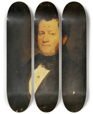 Triptych art skateboard deck of Hendrik Scheffer Portrait Dhomme by Hendrik Scheffer (1798-1862)