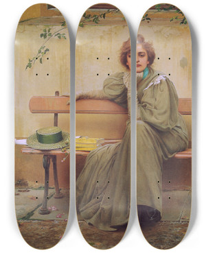 Triptych art skateboard deck of Vittorio Matteo Corcos Dreams by Vittorio Matteo Corcos (1859-1933)