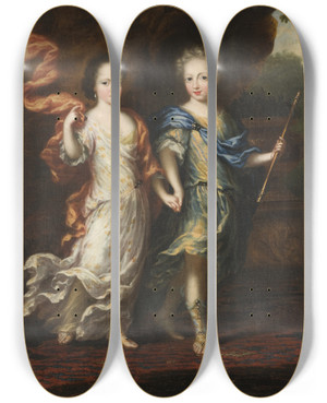 Triptych art skateboard deck of David Klcker Ehrenstrahl Karl Xii 16821718 King Of Sweden And Hedvig Sofia 16811708 Princess Of Sweden by David Klocker Ehrenstrahl (1628-1698)
