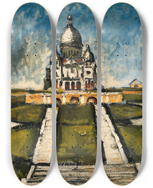 Triptych art skateboard deck of Francis Picabia Sans Titre Sacrcoeur Montmartre by Francis Picabia (1879-1953)