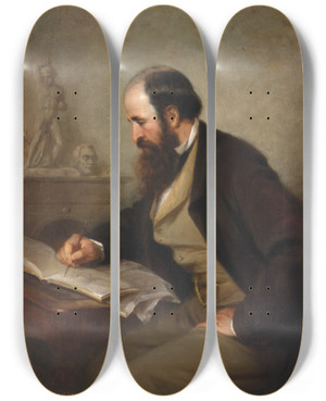 Triptych art skateboard deck of Louis Lang Henry Kirke Brown by Louis Lang (1814-1893)