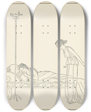 Triptych art skateboard deck of Padraic Colum The Childrens Homer Pl 32 by Padraic Colum (1881-1972)