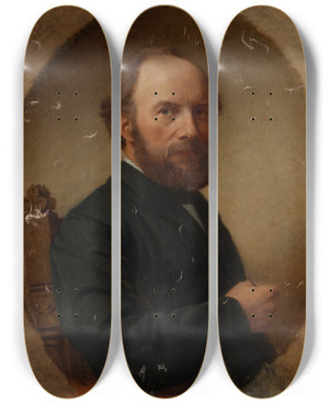 Triptych art skateboard deck of Hermine Von Reck Ludwig Des Coudres by Hermine Von Reck