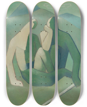 Triptych art skateboard deck of Mikul Galanda Bandits by Mikulas Galanda (1895-1938)