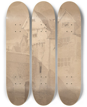 Triptych art skateboard deck of John Thirtle Fye Bridge Norwich by John Thirtle (1777-1839)