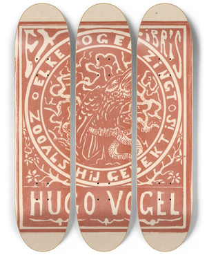Triptych art skateboard deck of Theo Van Hoytema Ex Libris Van Hugo Vogel by Theo Van Hoytema (1863-1917)