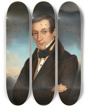 Triptych art skateboard deck of Eduard Friedrich Leybold Portrait Of A Gentleman by Eduard Friedrich Leybold (1798-1879) Triptych art skateboard deck of Eduard Friedrich Leybold Portrait Of A Gentleman by Eduard Friedrich Leybold (1798-1879)