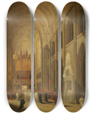 Triptych art skateboard deck of David Roberts Going To Mass by David Roberts (1796-1864)