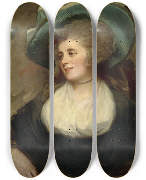 Triptych art skateboard deck of George Romney Lady Arabella Ward by George Romney (1734-1802)