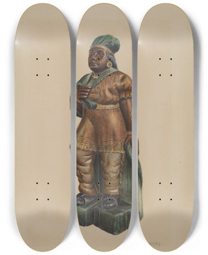 Triptych art skateboard deck of Charles Bowman Cigar Store Indian_5 by Charles Bowman