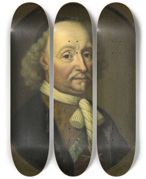 Triptych art skateboard deck of Michiel Van Musscher Portrait Of Johan Maurits 160479 Count Of Nassausiegen And Governor Of Brazil by Michiel Van Musscher (1645-1705)