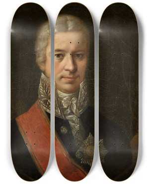 Triptych art skateboard deck of Jzef Brodowski Portrait Of Miczyski Voivode by Jozef Brodowski (1772-1853)