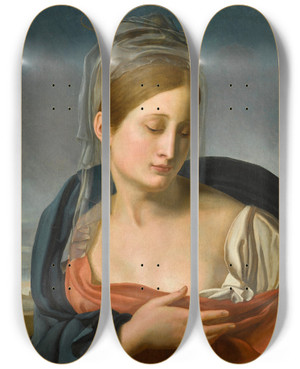 Triptych art skateboard deck of Friedrich Von Olivier Themadonnaannunciate by Friedrich Von Olivier (1791-1859)