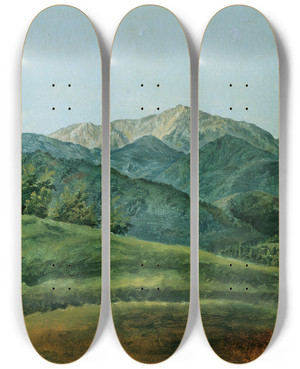 Triptych art skateboard deck of Franz Xaver Gruber Der Schneeberg by Franz Xaver Gruber (1801-1862)