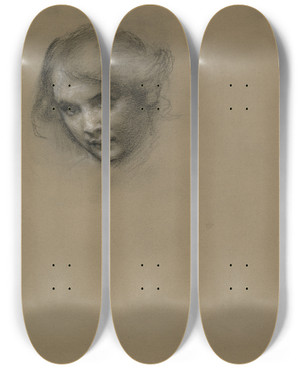 Triptych art skateboard deck of Edward John Poynter Head Study Of A Young Woman_2 by Edward John Poynter (1836-1919) Triptych art skateboard deck of Edward John Poynter Head Study Of A Young Woman_2 by Edward John Poynter (1836-1919)
