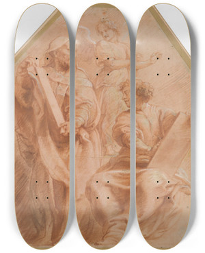Triptych art skateboard deck of Peter Paul Rubens The Prophets David And Daniel by Peter Paul Rubens (1577-1640)