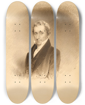 Triptych art skateboard deck of James Barton Longacre William Drayton by James Barton Longacre (1794-1869)
