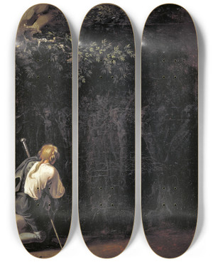 Triptych art skateboard deck of Nicolai Abildgaard The Prayers Of The Potuans At The Feast Of The Unfathomable God by Nicolai Abildgaard (1743-1809)