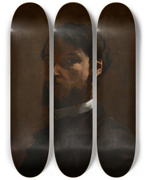 Triptych art skateboard deck of Frdric Bazille Selfportrait_1 by Frederic Bazille (1841-1870)
