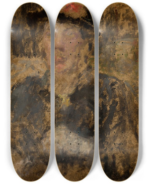 Triptych art skateboard deck of Olga Boznanska Portrait Of Mrs Roubaud by Olga Boznanska (1865-1940)
