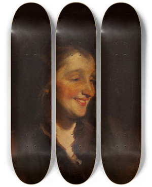 Triptych art skateboard deck of Konrad Krzyanowski Potrait Of Mrs Cumpftjanowicz by Konrad Krzyzanowski (1872-1922)