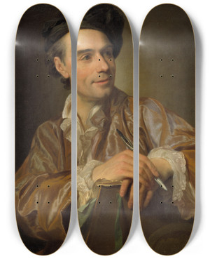 Triptych art skateboard deck of Alexander Roslin The French Painter Claude Joseph Vernet by Alexander Roslin (1718-1793)