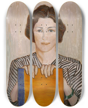 Triptych art skateboard deck of Allen Tucker The Orange Book by Allen Tucker (1866-1939)