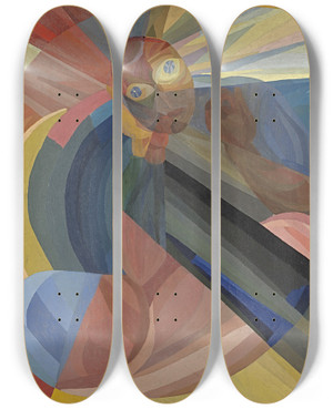 Triptych art skateboard deck of Otto Freundlich Die Mutter by Otto Freundlich (1878-1943)