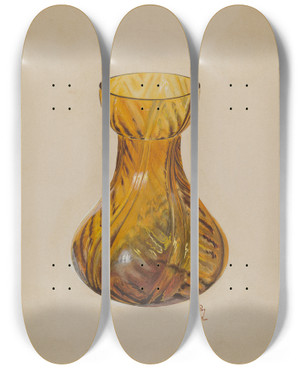 Triptych art skateboard deck of Ralph Atkinson Amber Jar Blown by Ralph Atkinson (20-)