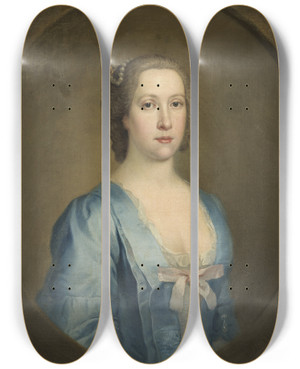 Triptych art skateboard deck of William Denune Margaret Seton by William Denune