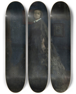 Triptych art skateboard deck of Georges Hugo Portrait De Madame Victor Hugo by Georges Hugo (1868-1925)