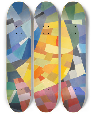 Triptych art skateboard deck of Otto Freundlich Komposition_5 by Otto Freundlich (1878-1943)