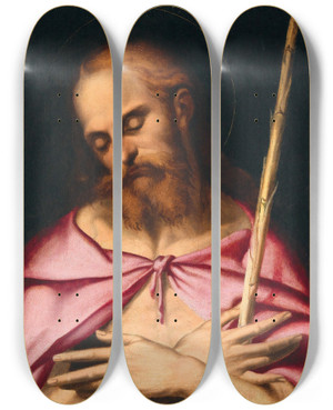 Triptych art skateboard deck of Bartolomeo Passarotti Ecce Homo_1 by Bartolomeo Passarotti (1529-1592)